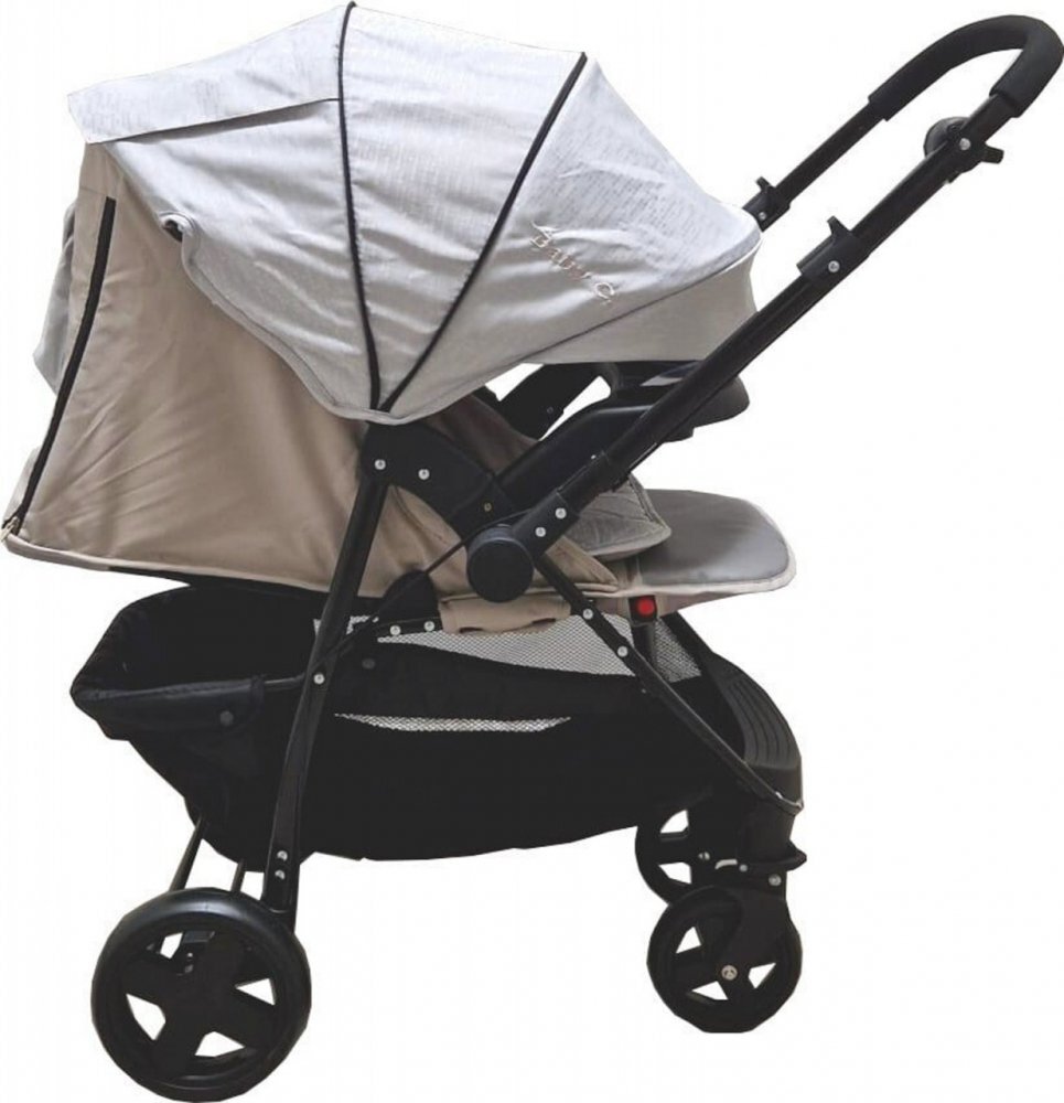 Baby Care Carucior pentru copii Pro SK10 Gri Deschis cu Maner reversibil Spatar reglabil in 3 trepte Frana picior Pliabil