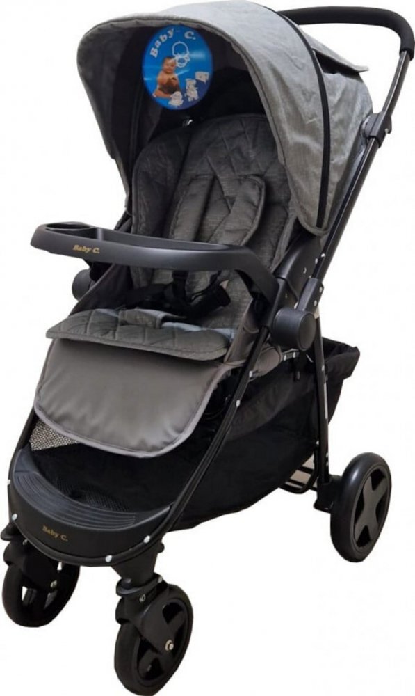 Baby Care Carucior pentru copii Pro SK10 Gri Jeans cu Maner reversibil Spatar reglabil in 3 trepte Frana picior Pliabil