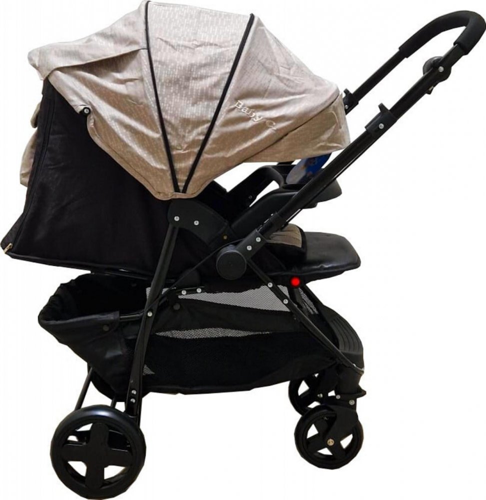 Baby Care Carucior pentru copii Pro SK10 Maro Gold cu Maner reversibil Spatar reglabil in 3 trepte Frana picior Pliabil