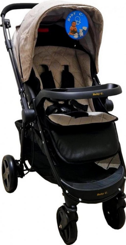 Baby Care Carucior pentru copii Pro SK10 Maro Gold cu Maner reversibil Spatar reglabil in 3 trepte Frana picior Pliabil