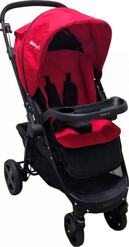 Baby Care Carucior pentru copii Pro SK10 Rosu cu Maner reversibil Spatar reglabil in 3 trepte Frana picior Pliabil