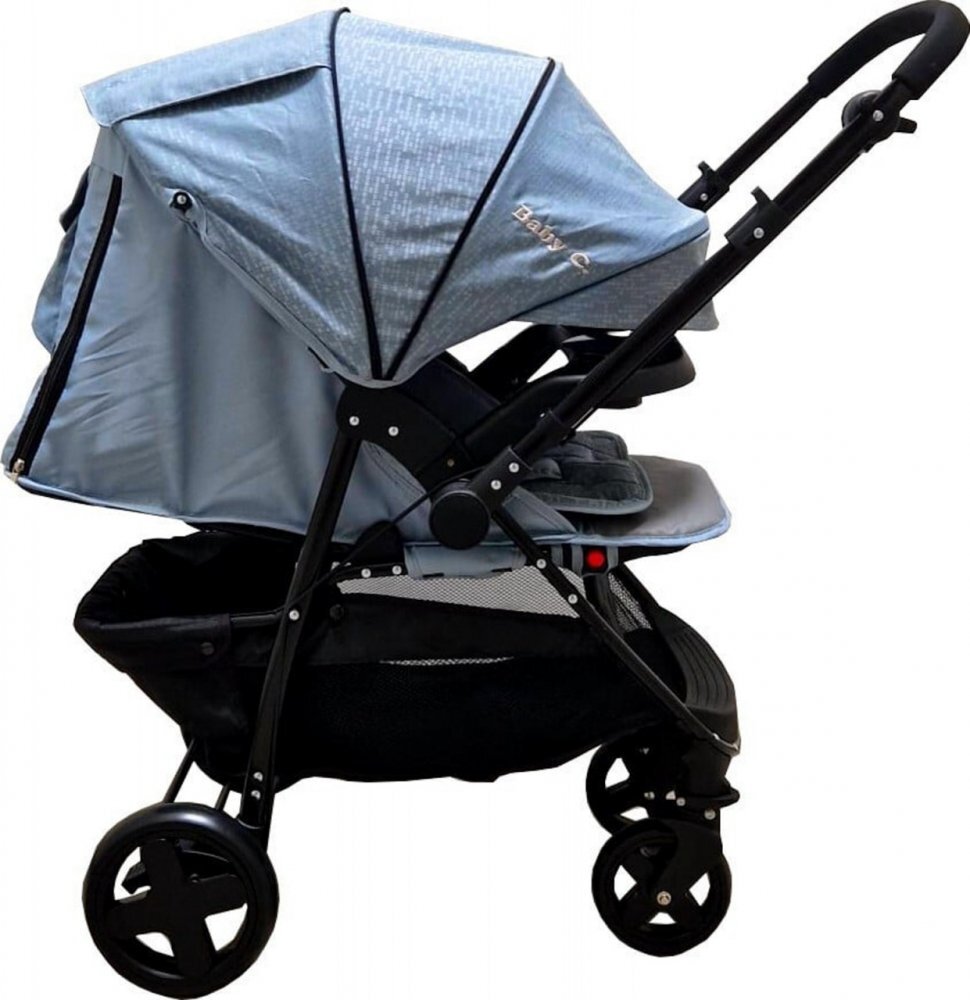 Baby Care Carucior pentru copii Pro SK10 Turquoise cu Maner reversibil Spatar reglabil in 3 trepte Frana picior Pliabil