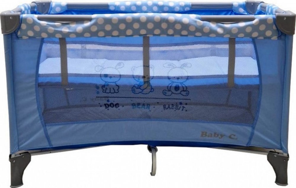 Baby Care Patut pentru copii PRO FMG Albastru 120x60 cm Pliabil 2 Niveluri de inaltime Cu geanta transport inclusa Plasa insecte