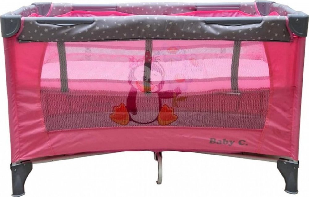 Baby Care Patut pentru copii PRO FMG Roz 120x60 cm Pliabil 2 Niveluri de inaltime Cu geanta transport inclusa Plasa insecte