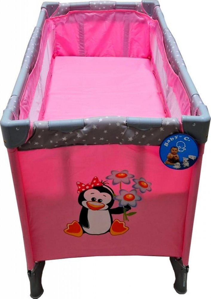 Baby Care Patut pentru copii PRO FMG Roz 120x60 cm Pliabil 2 Niveluri de inaltime Cu geanta transport inclusa Plasa insecte