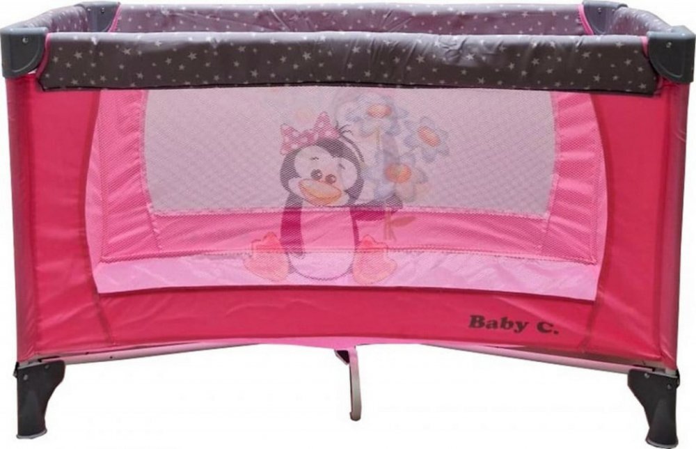 Baby Care Patut pentru copii PRO FMG Roz 120x60 cm Pliabil 2 Niveluri de inaltime Cu geanta transport inclusa Plasa insecte