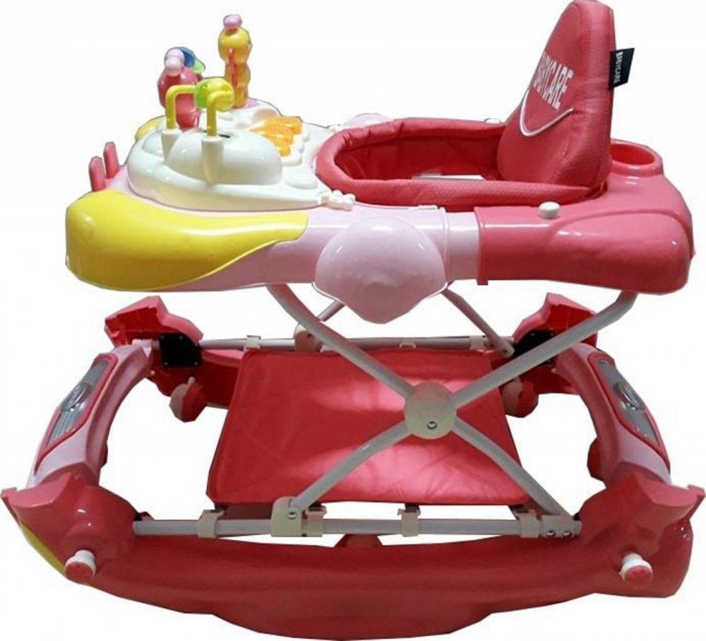 Baby Care Premergator cu sistem de balansare Bunny Roz cu sistem de balansare 8 Roti Pliabil Cu Melodii