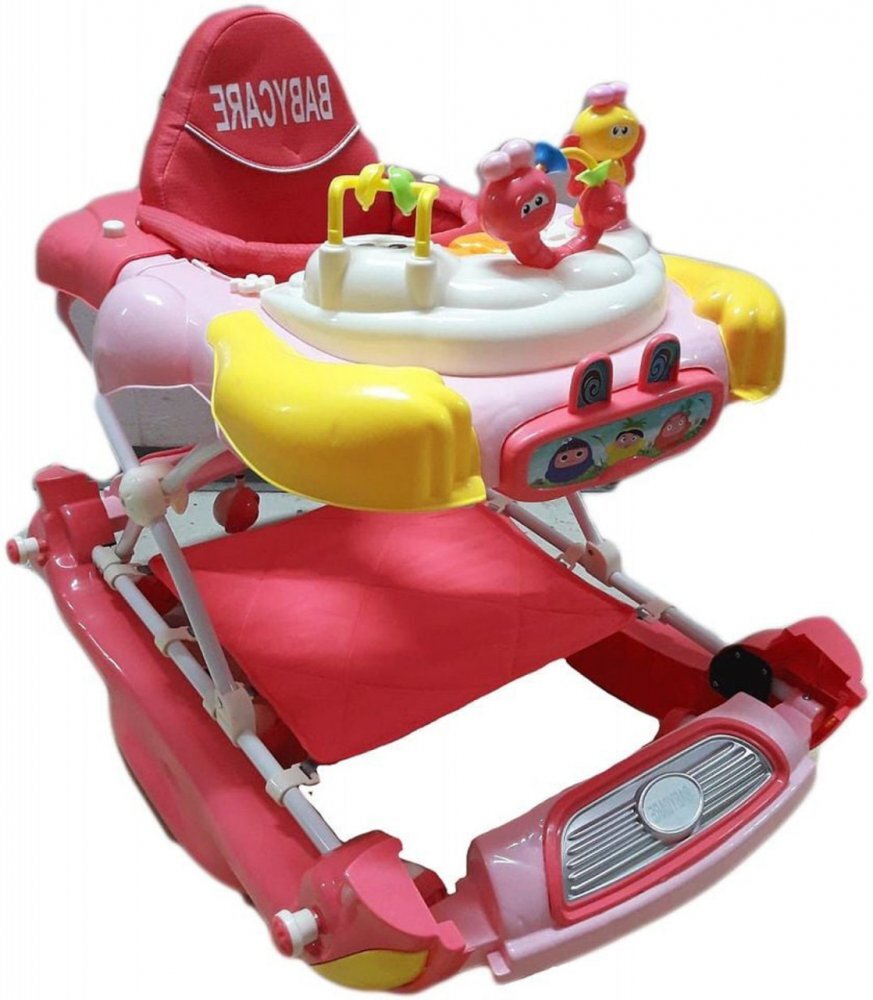 Baby Care Premergator cu sistem de balansare Bunny Roz cu sistem de balansare 8 Roti Pliabil Cu Melodii