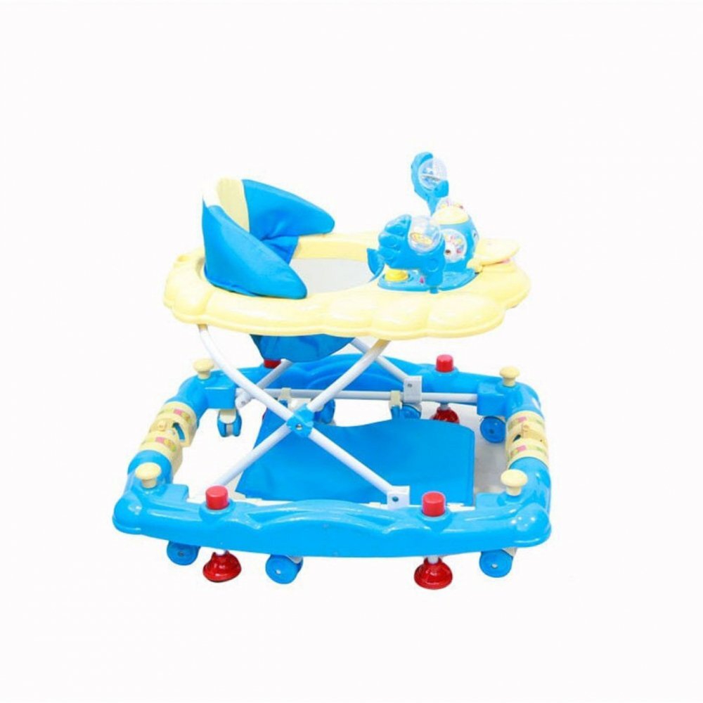 Baby Care Premergator pentru copii H914 Ratusca Albastru cu roti din silicon melodii si functie balansoar