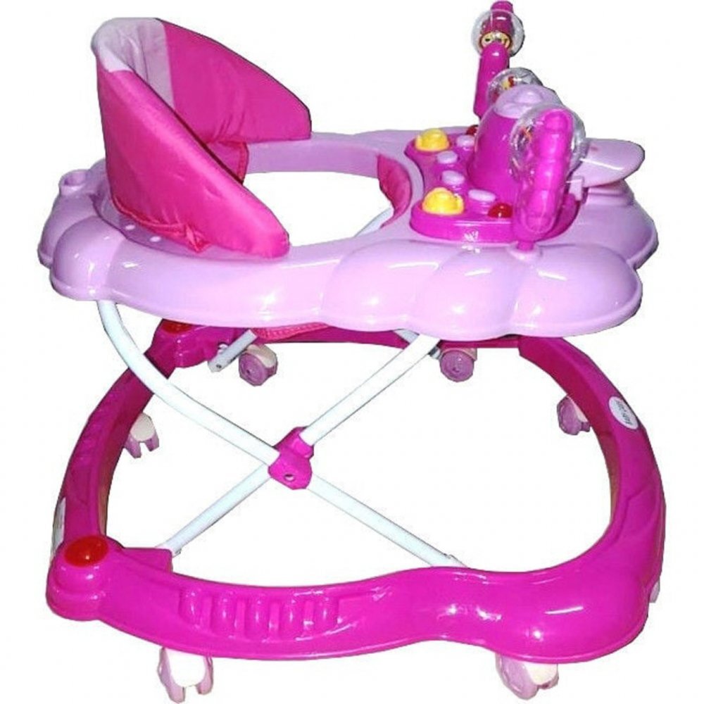 Baby Care Premergator Ratusca Roz reglabil in 3 trepte pliabil 8 Roti cu melodii