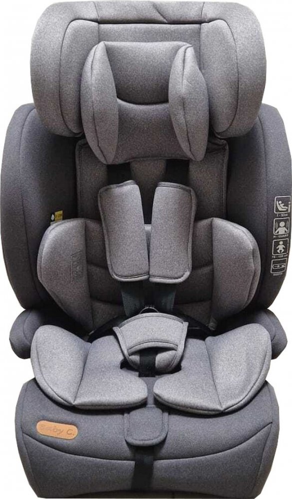 Baby Care Scaun auto cu Isofix Safety Plus Gri 9-36 kg Omologare R-129 i-Size Tetiera reglabila Sistem de prindere in centura de siguranta Husa detasabila