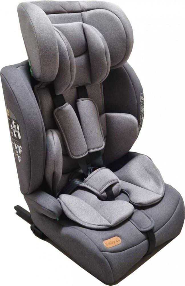 Baby Care Scaun auto cu Isofix Safety Plus Gri 9-36 kg Omologare R-129 i-Size Tetiera reglabila Sistem de prindere in centura de siguranta Husa detasabila
