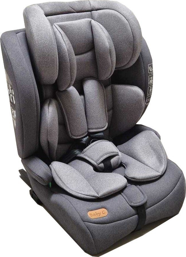 Baby Care Scaun auto cu Isofix Safety Plus Gri 9-36 kg Omologare R-129 i-Size Tetiera reglabila Sistem de prindere in centura de siguranta Husa detasabila