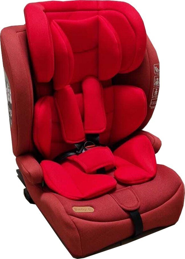 Baby Care Scaun auto cu Isofix Safety Plus Rosu 9-36 kg Omologare R-129 i-Size Tetiera reglabila Sistem de prindere in centura de siguranta Husa detasabila