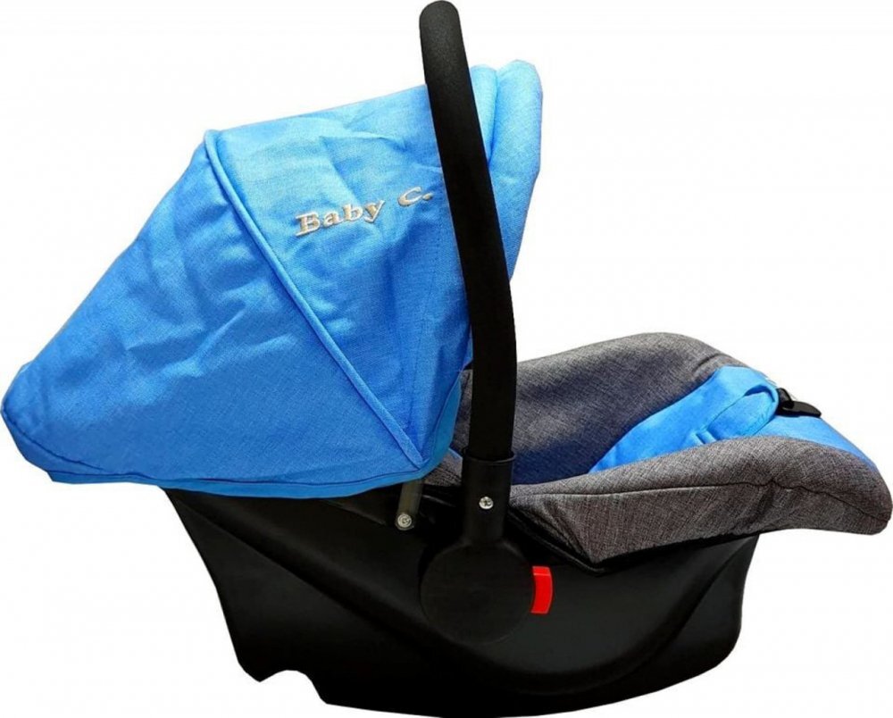 Baby Care Scaun auto Pro Albastru Gri Jeans 0-13 kg maner reglabil captuseala confortabila Omologare R-129 i-Size