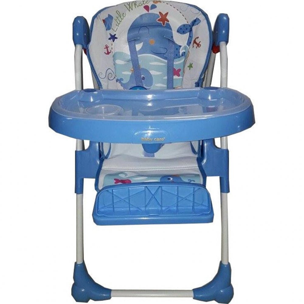 Baby Care Scaun de masa pentru copii Albastru reglabil in 3 trepte pliabil centura de siguranta sezut confortabil masuta detasabila