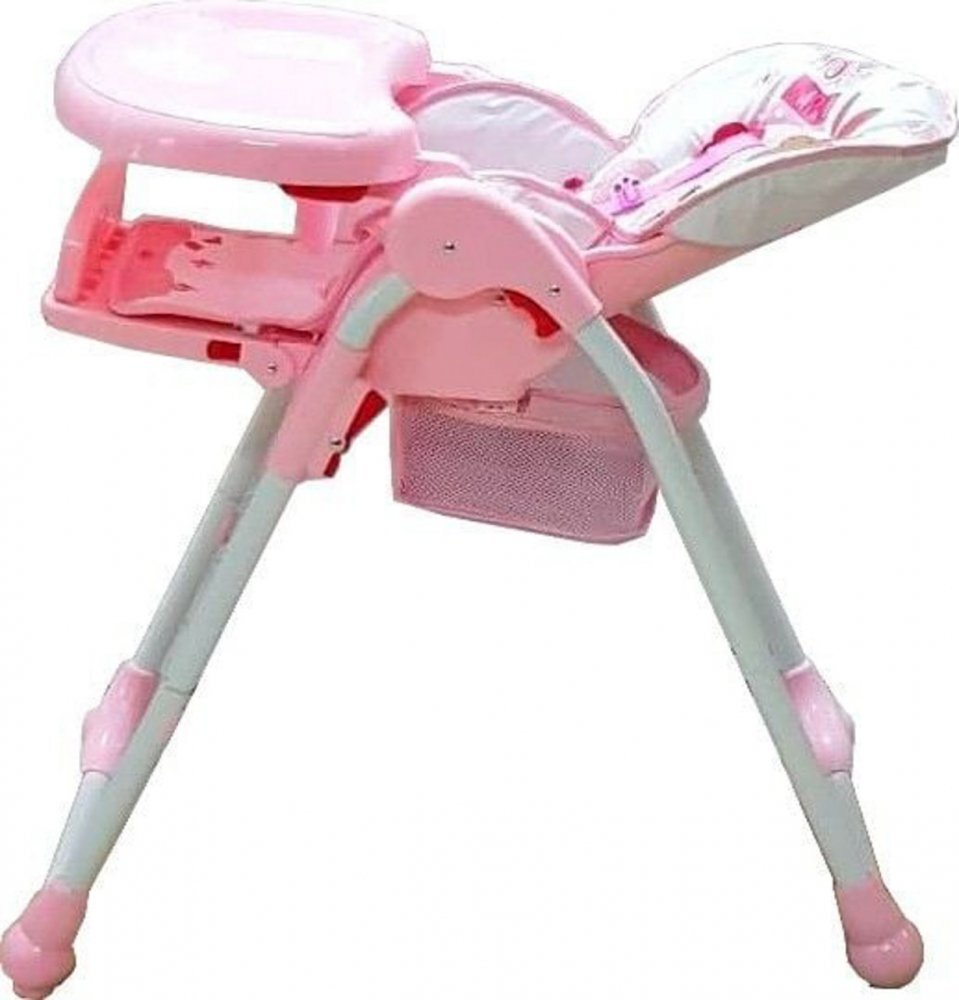 Baby Care Scaun de masa pentru copii CC Cangur Roz reglabil in 3 trepte pliabil centura de siguranta sezut confortabil masuta detasabila pozitie somn cosulet de depozitare
