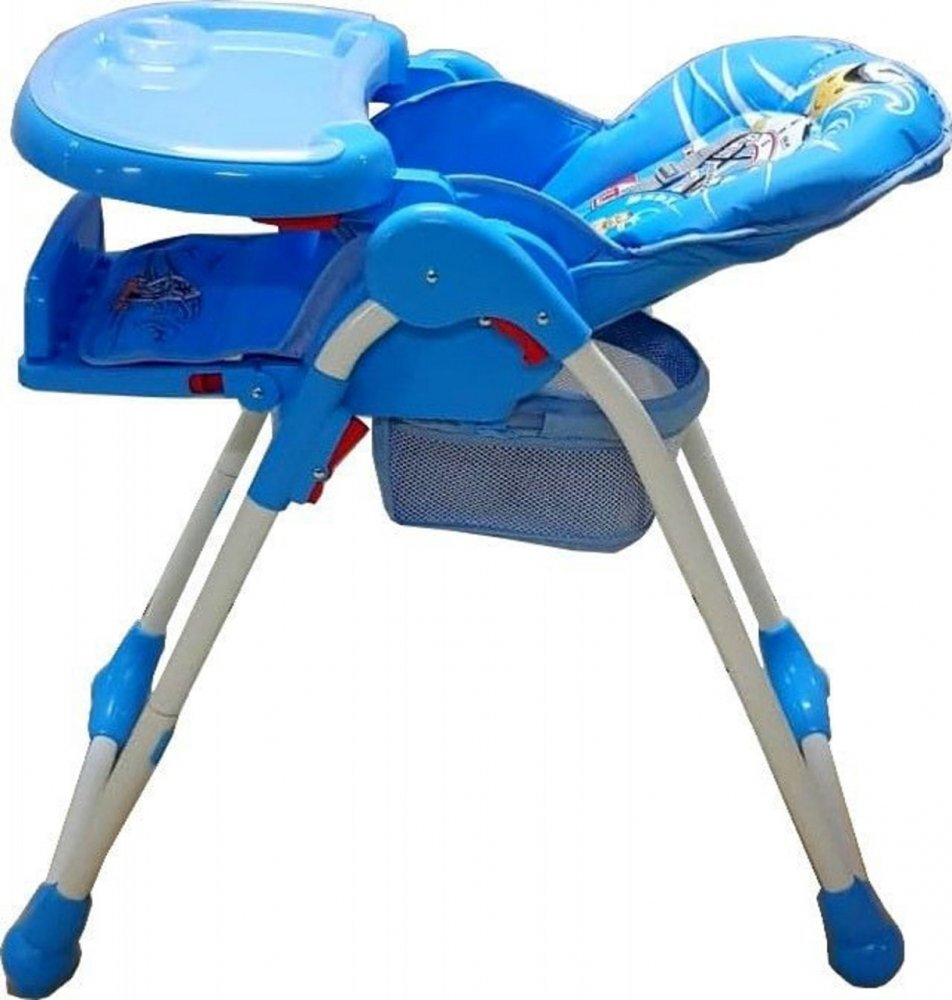 Baby Care Scaun de masa pentru copii CC Micul Marinar Albastru reglabil in 3 trepte pliabil centura de siguranta sezut confortabil masuta detasabila pozitie somn cosulet de depozitare
