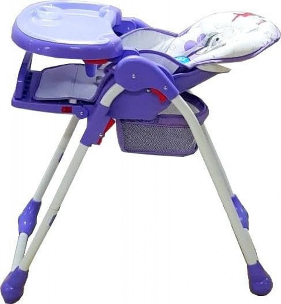 Baby Care Scaun de masa pentru copii CC Ursulet Mov reglabil in 3 trepte pliabil centura de siguranta sezut confortabil masuta detasabila pozitie somn cosulet de depozitare