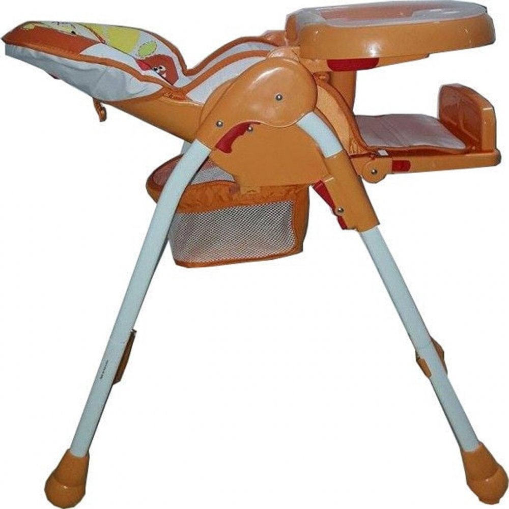 Baby Care Scaun de masa pentru copii Portocaliu reglabil in 3 trepte pliabil centura de siguranta sezut confortabil masuta detasabila