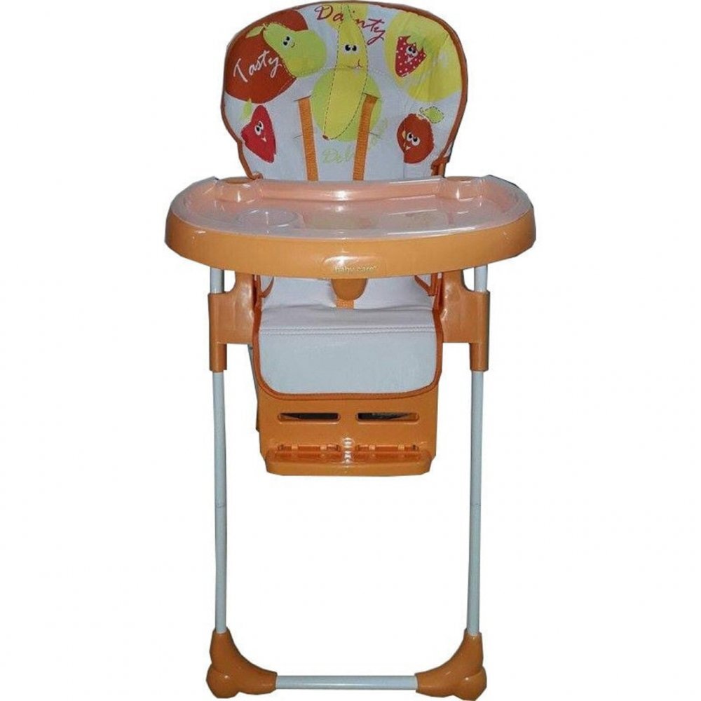 Baby Care Scaun de masa pentru copii Portocaliu reglabil in 3 trepte pliabil centura de siguranta sezut confortabil masuta detasabila