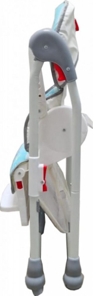 Baby Care Scaun de masa pentru copii si bebe CC Animalute Albastru reglabil in 3 trepte Pliabil Centura de siguranta Sezut confortabil Masuta detasabila Pozitie somn Cosulet de depozitare