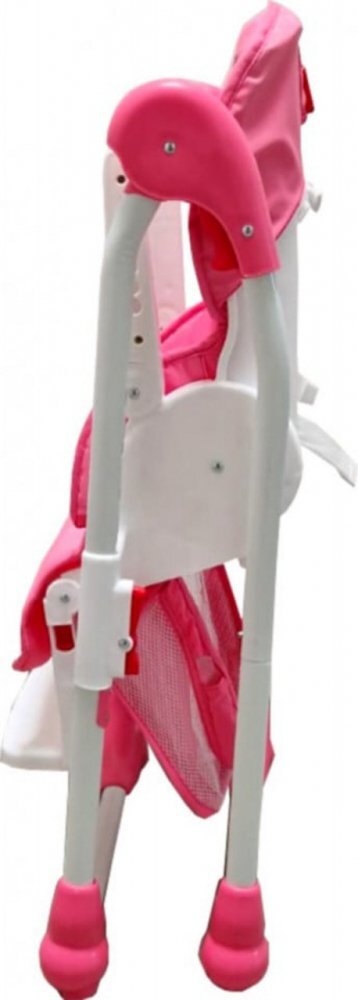 Baby Care Scaun de masa pentru copii si bebe CC Pisicuta Roz reglabil in 3 trepte Pliabil Centura de siguranta Sezut confortabil Masuta detasabila Pozitie somn Cosulet de depozitare