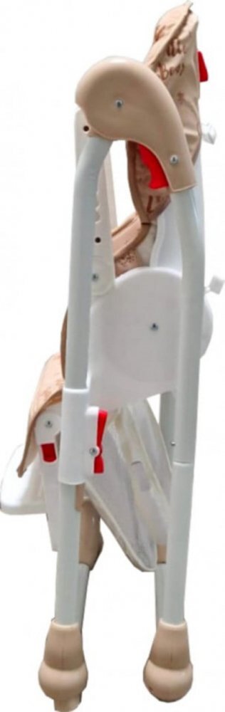 Baby Care Scaun de masa pentru copii si bebe CC Ursulet Crem reglabil in 3 trepte Pliabil Centura de siguranta Sezut confortabil Masuta detasabila Pozitie somn Cosulet de depozitare