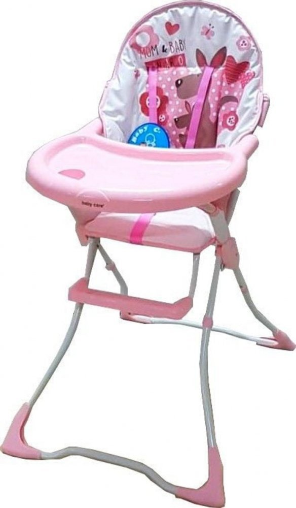 Baby Care Scaun de masa pentru copii si bebe CH Pliabil Centura de siguranta Sezut confortabil Masuta detasabila Model Cangur Roz