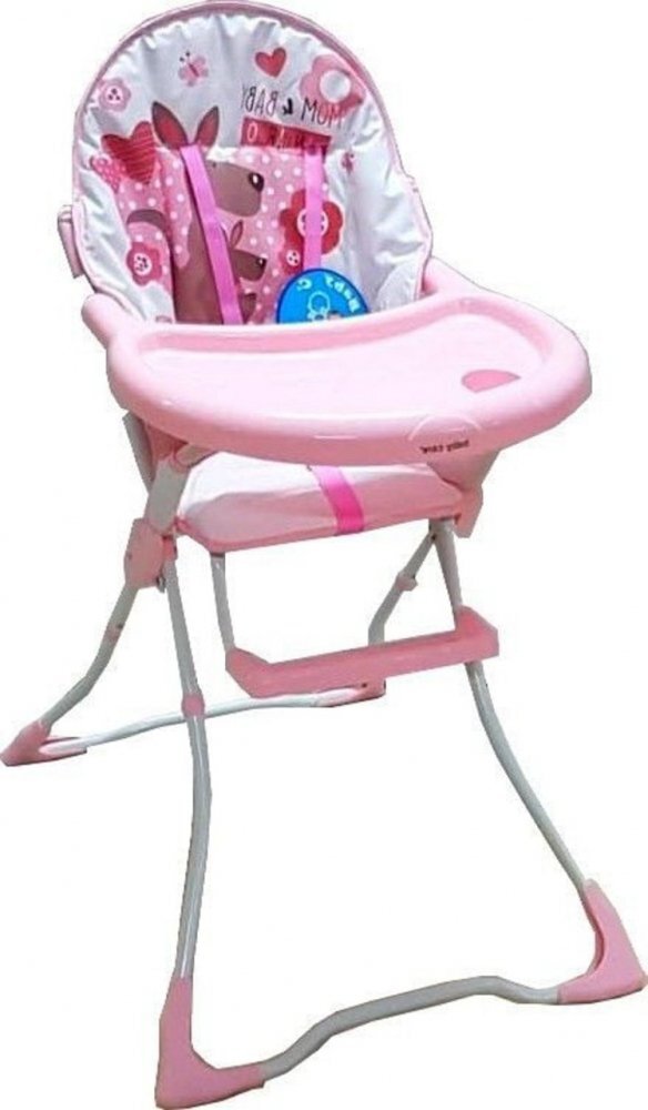 Baby Care Scaun de masa pentru copii si bebe CH Pliabil Centura de siguranta Sezut confortabil Masuta detasabila Model Cangur Roz