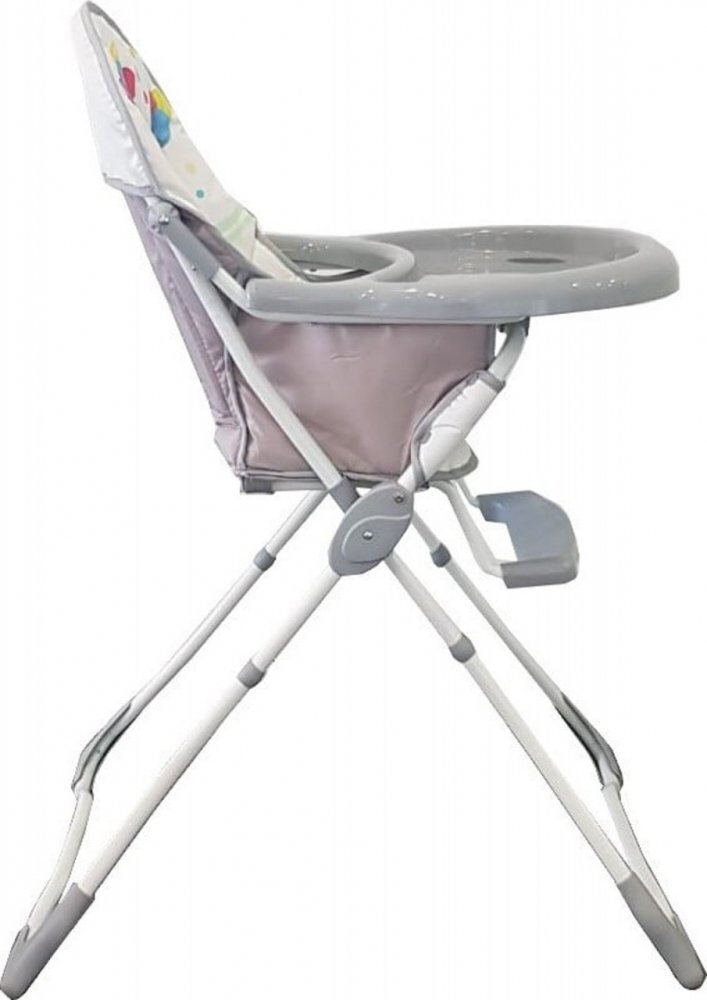 Baby Care Scaun de masa pentru copii si bebe CH Pliabil Centura de siguranta Sezut confortabil Masuta detasabila Model Elefanti Gri