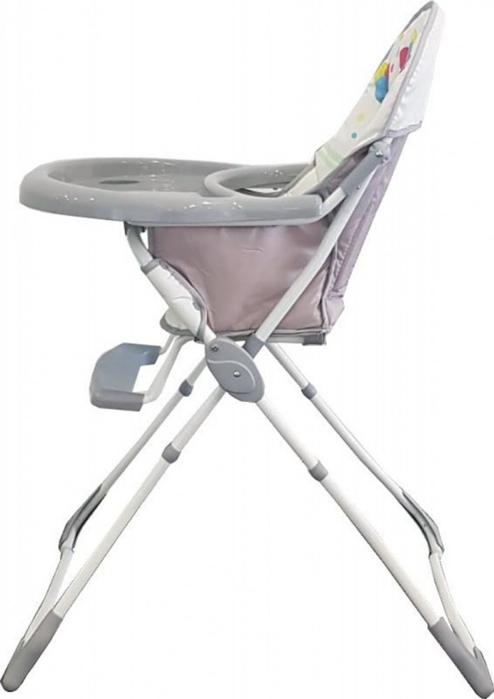 Baby Care Scaun de masa pentru copii si bebe CH Pliabil Centura de siguranta Sezut confortabil Masuta detasabila Model Elefanti Gri