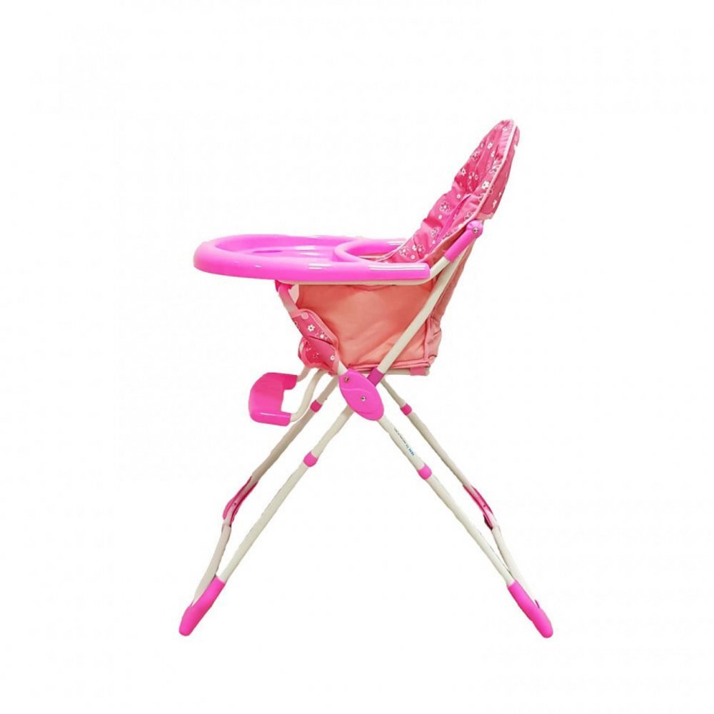 Baby Care Scaun de masa pentru copii si bebe CH Pliabil Centura de siguranta Sezut confortabil Masuta detasabila Model Floricele Roz