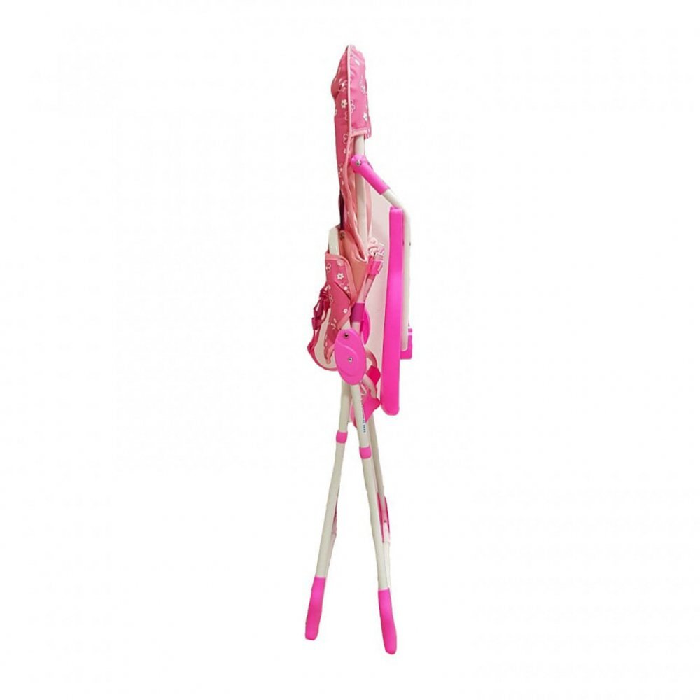 Baby Care Scaun de masa pentru copii si bebe CH Pliabil Centura de siguranta Sezut confortabil Masuta detasabila Model Floricele Roz
