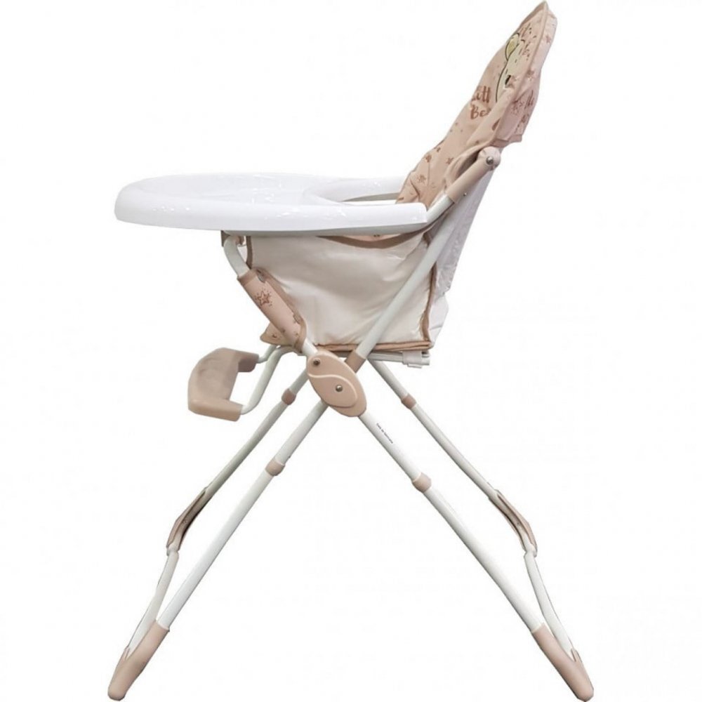 Baby Care Scaun de masa pentru copii si bebe CH Pliabil Centura de siguranta Sezut confortabil Masuta detasabila Model Ursulet Beige