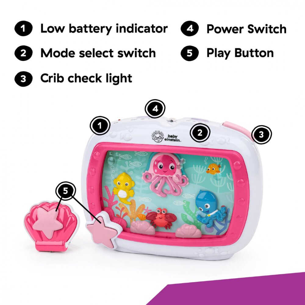 Baby Einstein Jucarie muzicala pentru patut Sea Dreams Soother Pink
