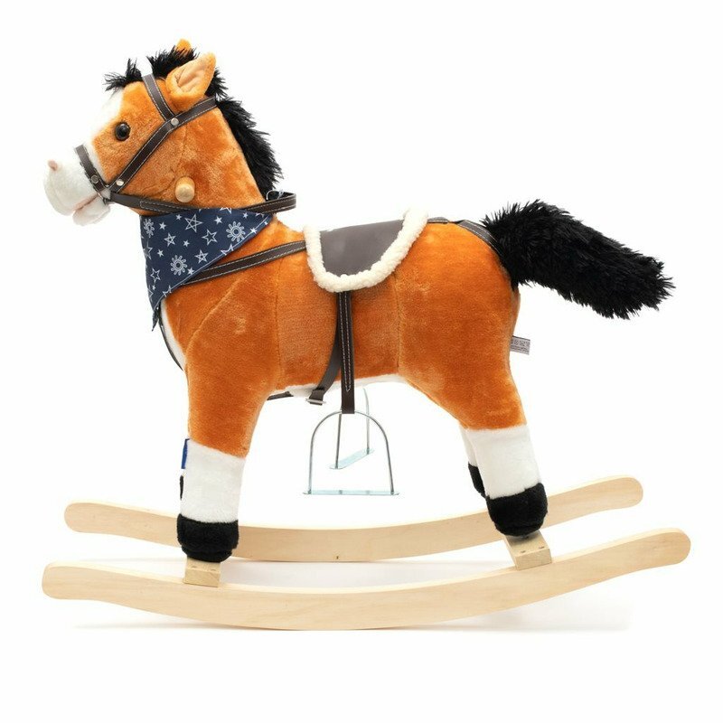 BABY MIX Calut balansoar din plus cu melodie de cowboy si efect de galop maro deschis