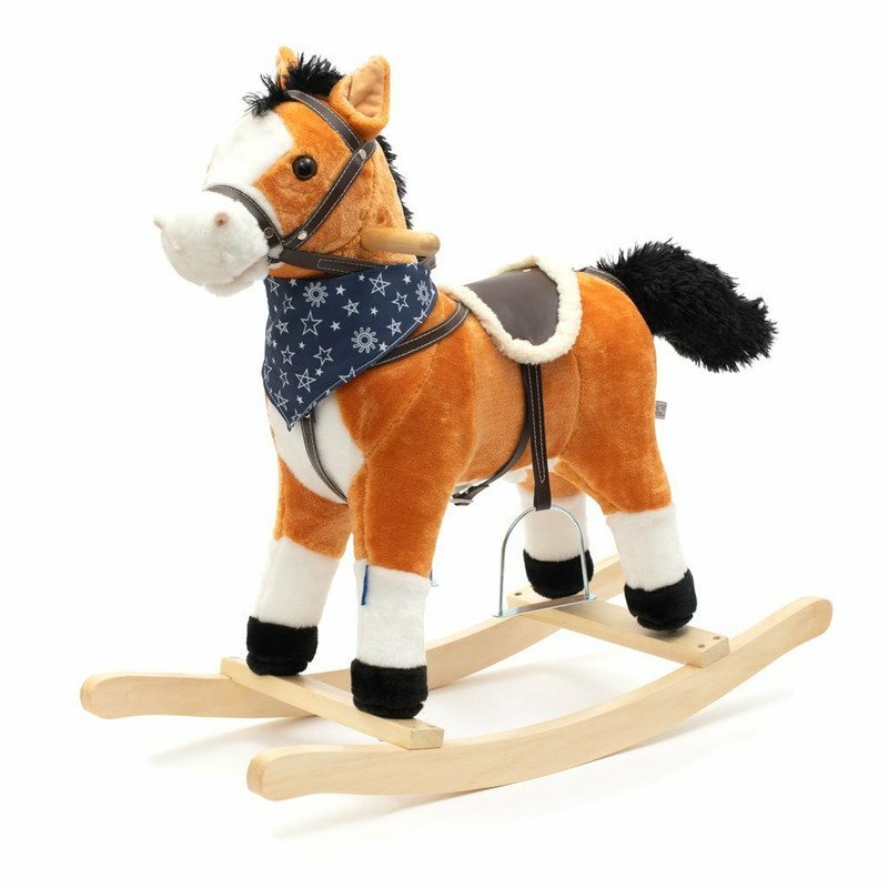 BABY MIX Calut balansoar din plus cu melodie de cowboy si efect de galop maro deschis