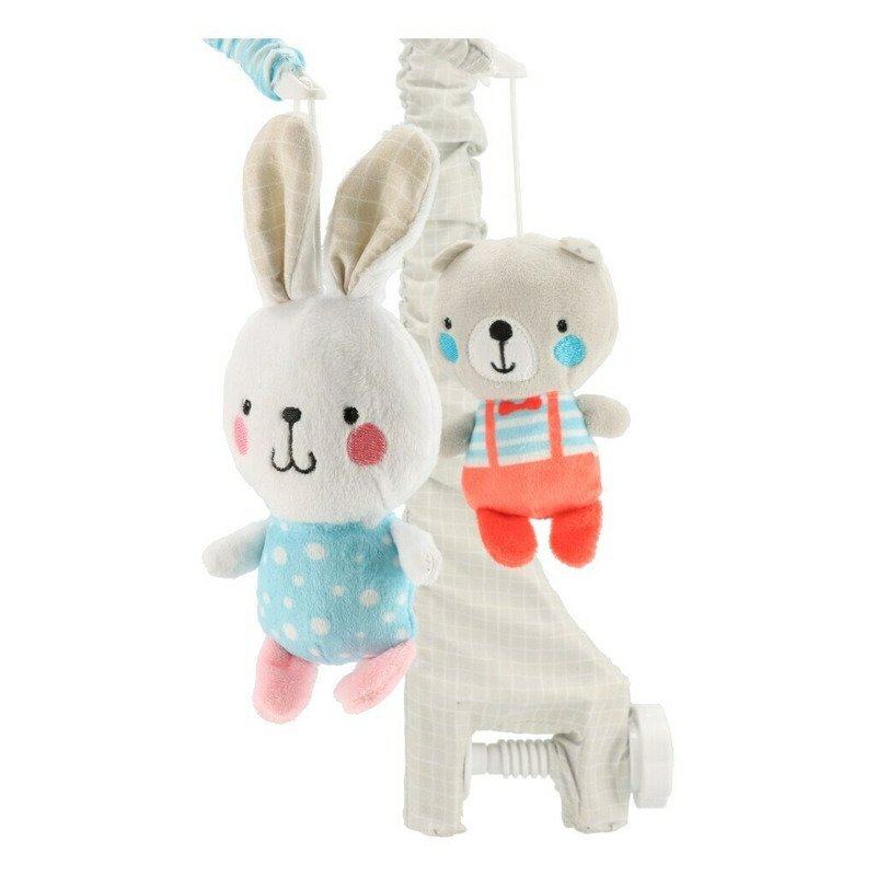 BABY MIX Carusel muzical pentru patut cu 5 jucarii din plus Bears and rabbits