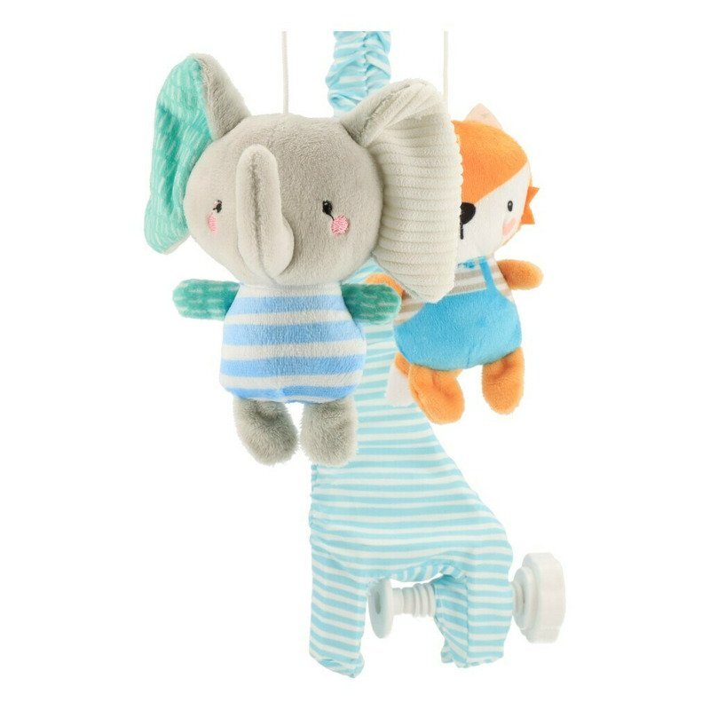 BABY MIX Carusel muzical pentru patut cu 5 jucarii din plus Elephants and foxes