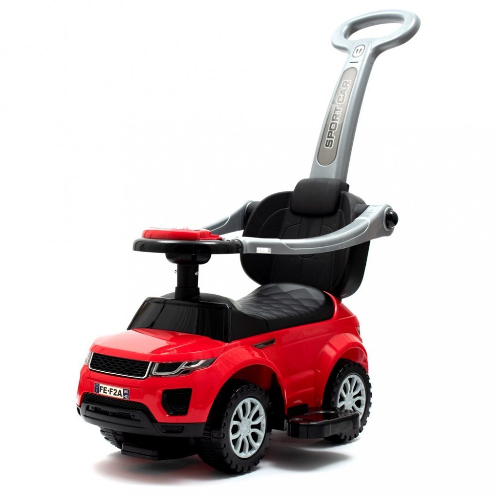 BABY MIX Masinuta fara pedale transformabila 3in1 cu maner parental detasabilbara de siguranta suport picioaresistem antirasturnarespatiu de depozitareroti EVA si muzica Sport Car SUV Red