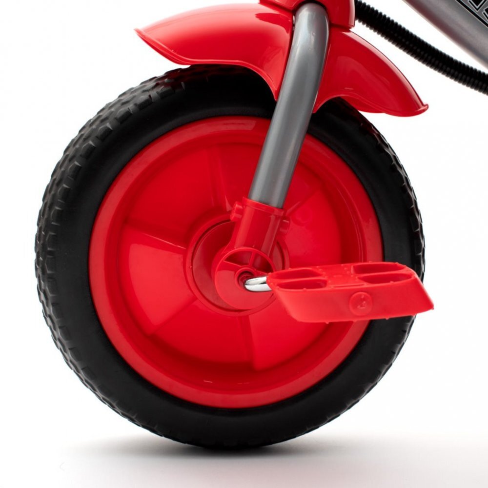 BABY MIX Tricicleta pentru copii Lux Trike Red cu lumini LEDpanou cu muzica si sunetespatar reglabil in 3 pozitiisuport pentru picioare pliabilmaner parental cu control al directieiroti din spuma EVAcos pentru cumparaturi si copertina
