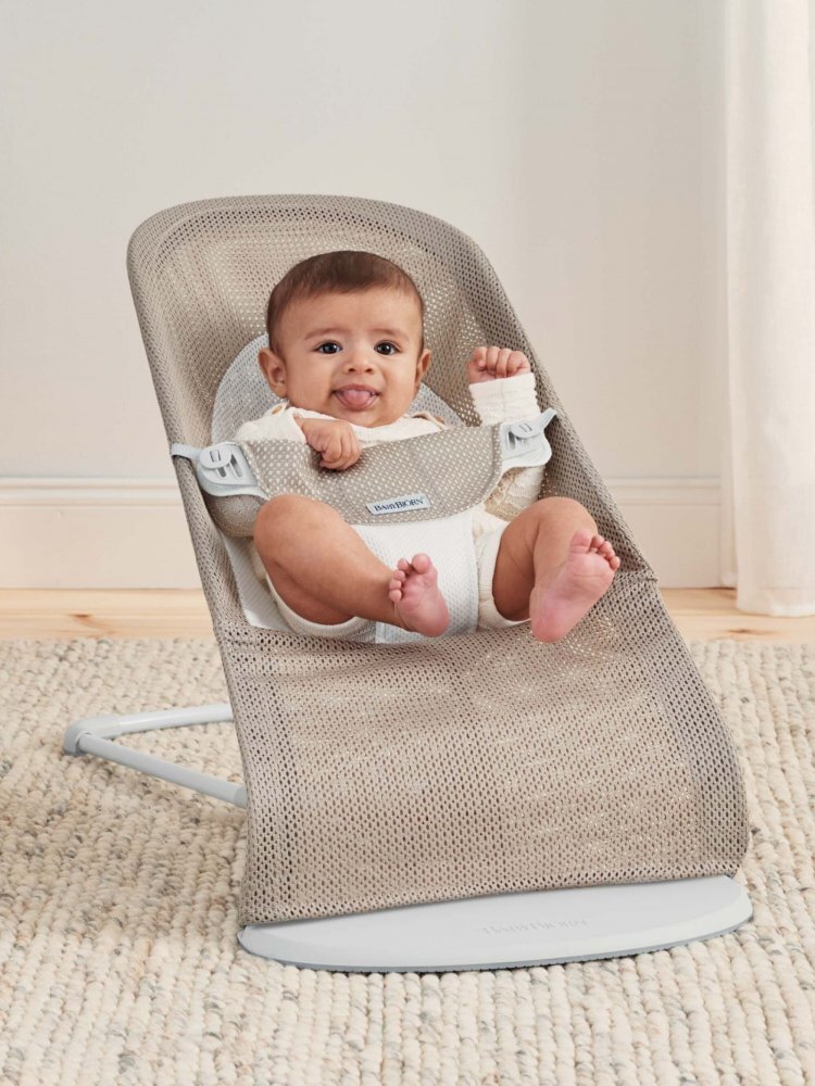 BabyBjorn Balansoar Balance Soft Grey BeigeWhite Mesh Baby Bjorn