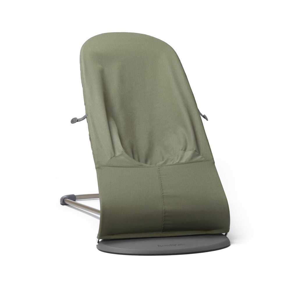 BabyBjorn Balansoar Bliss Dark Green cu aspect delicat de petala tesatura matlasata