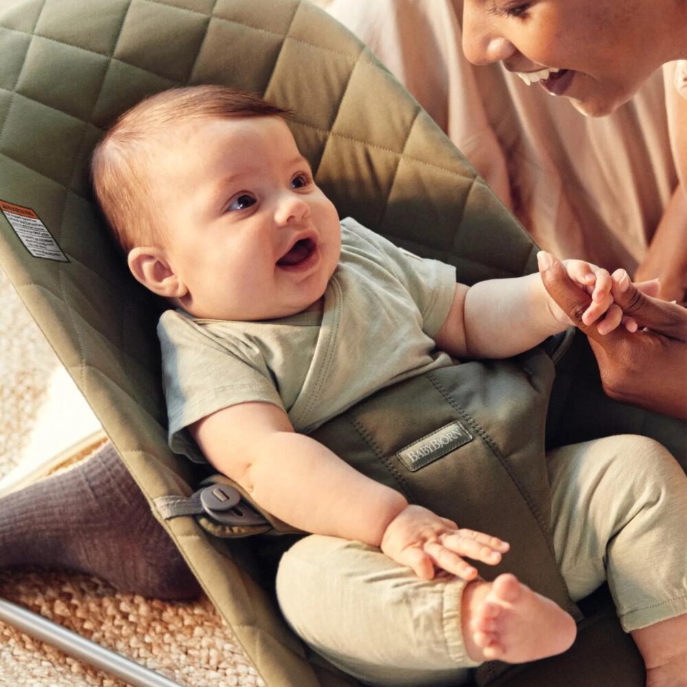 BabyBjorn Balansoar Bliss Dark Green din tesatura matlasata cu aspect Clasic
