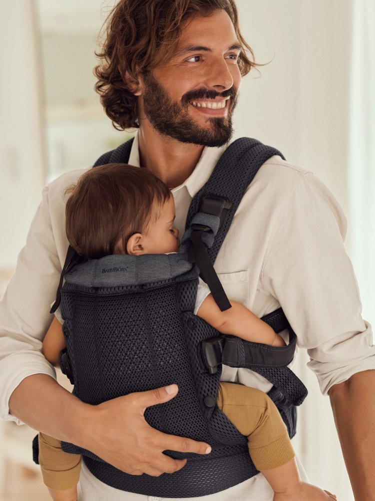 BabyBjorn Marsupiu anatomic cu multiple pozitii de purtare colectia Harmony 3D Mesh Anthracite Editie Limitata