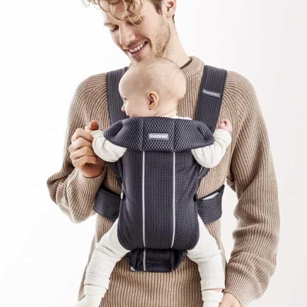 BabyBjorn Marsupiu anatomic Mini cu pozitii multiple de purtare Anthracite 3D Mesh