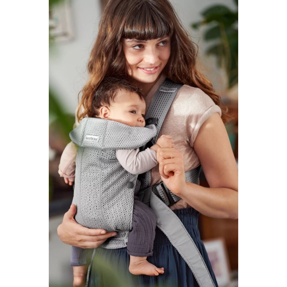 BabyBjorn Marsupiu Mini cu multiple pozitii de purtare Grey 3D Mesh
