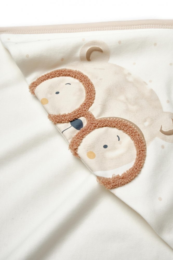 BabyCosy Paturica cu gluga pentru nou nascut 100 bumbac organic TeddyBear