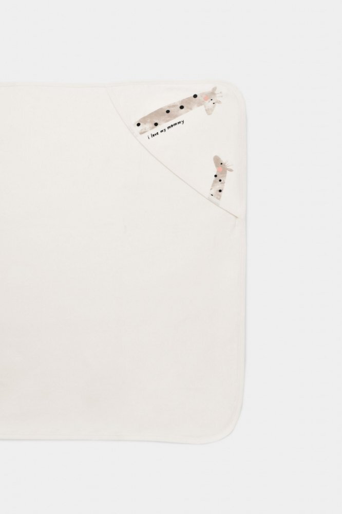 BabyCosy Paturica din bumbac organic Girafe Ecru Light 85X85 cm
